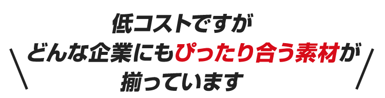 低コストですが 　どんな企業にもぴったり合う素材が揃っています 